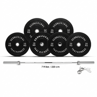 Thumbnail for Black Bumper Plates with 7 Ft Olympic Bar - 140 Kg Set - Bundle Offer