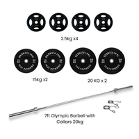 Thumbnail for Black Bumper Plates with 7 Ft Olympic Bar - 100 Kg Set - Bundle Offer