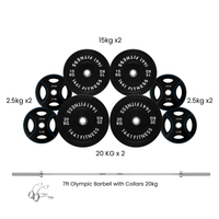 Thumbnail for Black Bumper Plates with 7 Ft Olympic Bar - 100 Kg Set - Bundle Offer