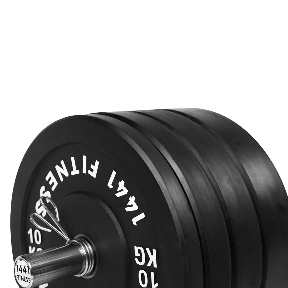 1441 Fitness 7 Ft Olympic Bar with Rubber Bumper Plates - 100 KG Set
