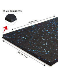 Thumbnail for Commercial Rubber Flooring for Gym 20 mm - 100 x 100 CM Speckled Blue