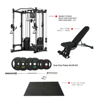 Thumbnail for Insight Fitness Multi Function  Machine C3 with Flooring and 80 kg Dual Grip Pates with A8007 Bench (Bundle)