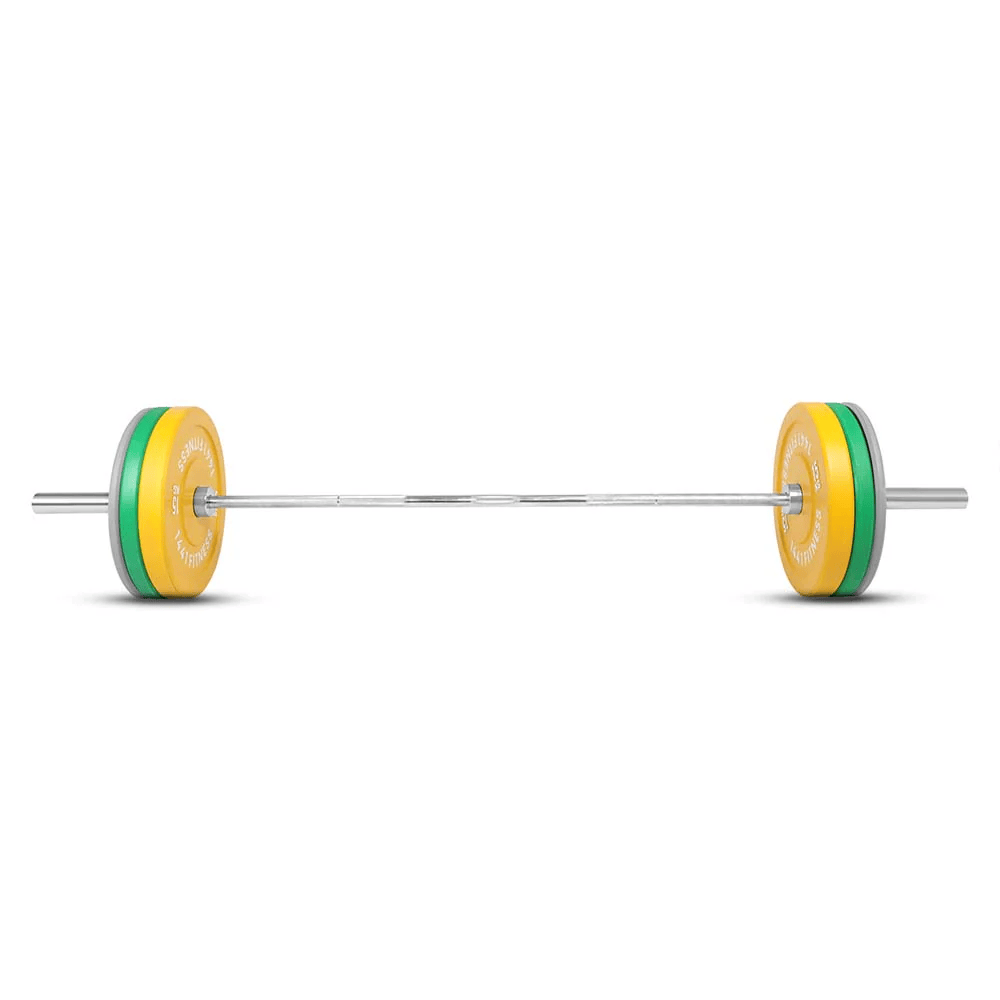 Premium Color Bumper Plates with 7 Ft Olympic Bar - 130 Kg Set - Bundle Offer