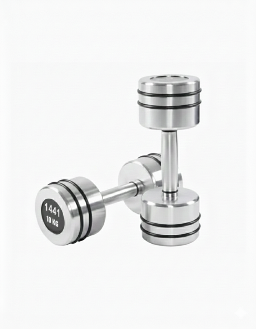 1441 Fitness Chrome Dumbbells Set 1 Kg to 10 Kg with Vertical Rack - Bundle Offer - 10KG
