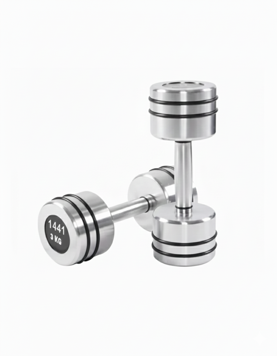 1441 Fitness Chrome Dumbbells Set 1 Kg to 10 Kg with Vertical Rack - Bundle Offer - 3KG