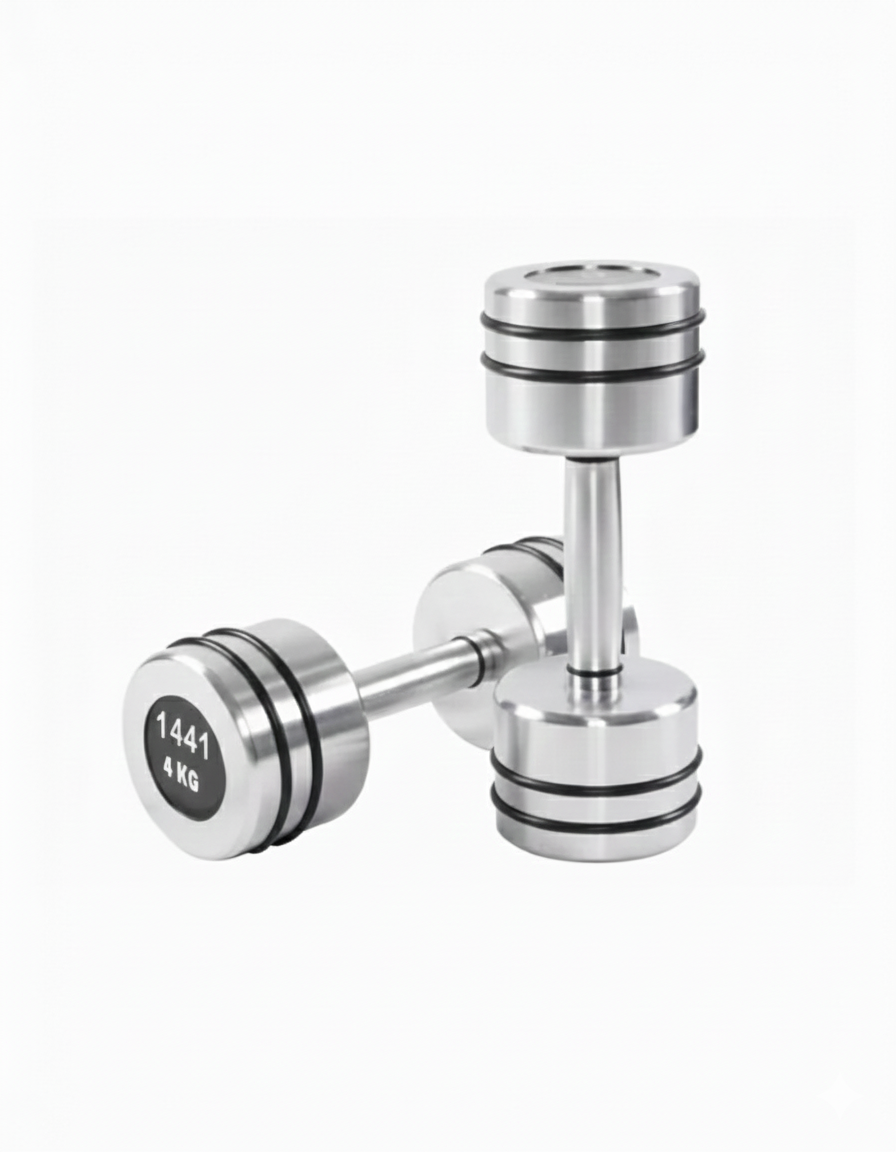 1441 Fitness Chrome Dumbbells Set 1 Kg to 10 Kg with Vertical Rack - Bundle Offer - 4KG