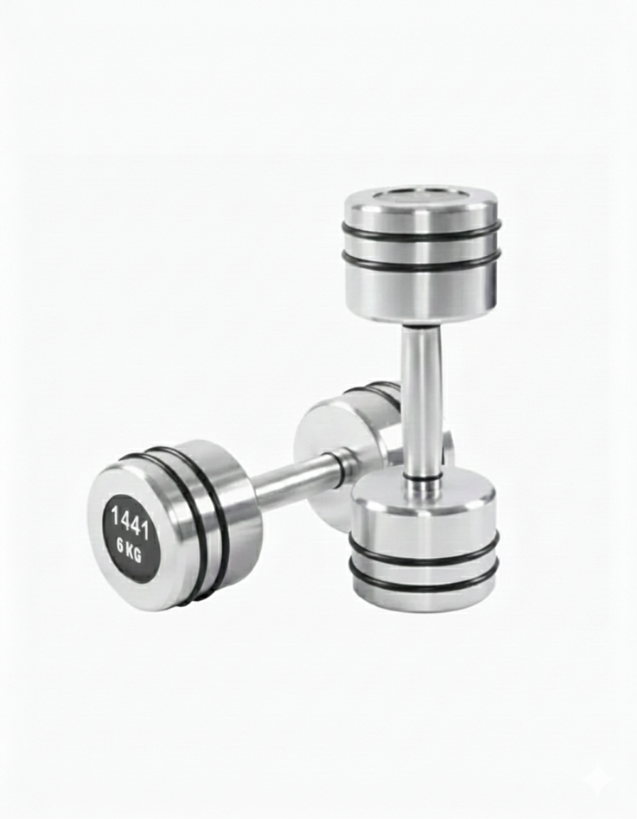 1441 Fitness Chrome Dumbbells Set 1 Kg to 10 Kg with Vertical Rack - Bundle Offer - 6KG