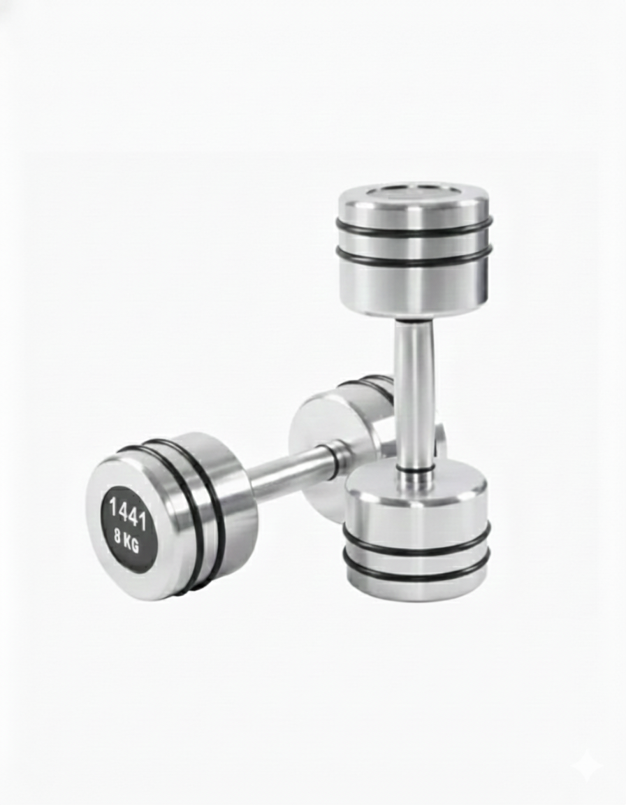 1441 Fitness Chrome Dumbbells Set 1 Kg to 10 Kg with Vertical Rack - Bundle Offer - 8KG