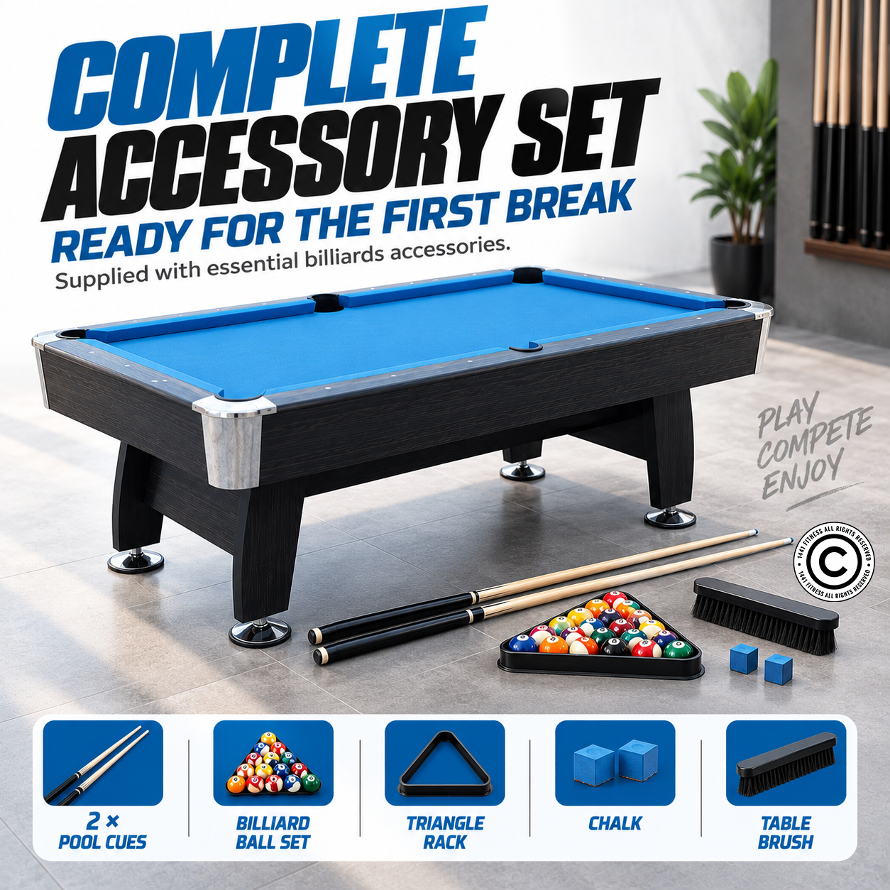 Milano Italy 8FT Billiard Table with Accuslate Playing Surface ES-BT181A58