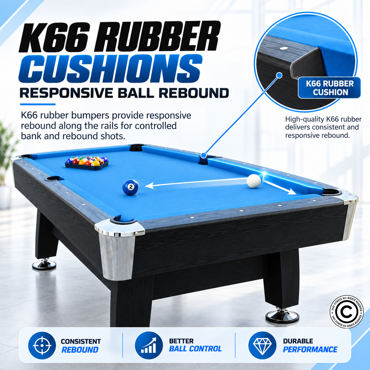Milano Italy 8FT Billiard Table with Accuslate Playing Surface ES-BT181A58