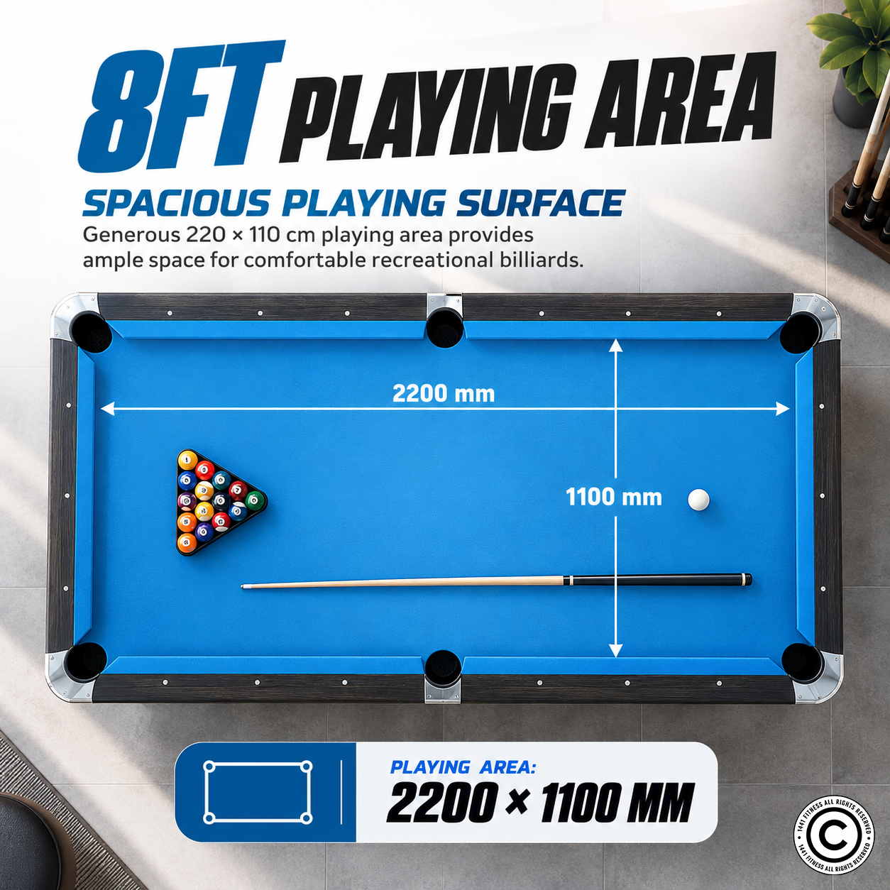 Milano Italy 8FT Billiard Table with Accuslate Playing Surface ES-BT181A58