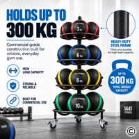 Thumbnail for Premium Circular Medicine Ball Storage Rack with Wheels – Upto 15 Balls
