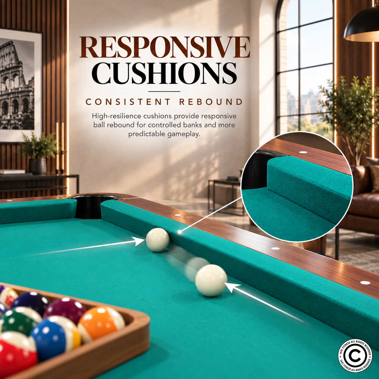 Roma Italy 8FT Non-KD Billiard Table with Accuslate Surface HBT181D02S2