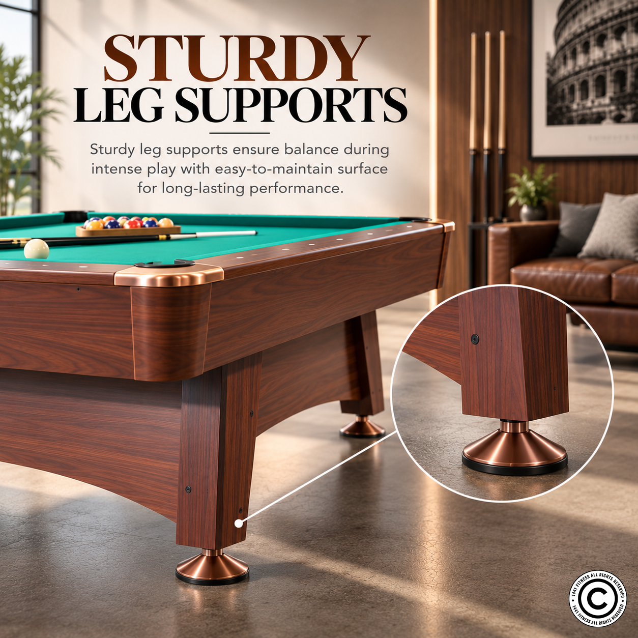 Roma Italy 8FT Non-KD Billiard Table with Accuslate Surface HBT181D02S2