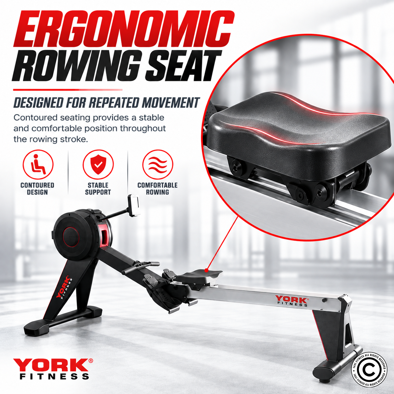 York Fitness Magnetic Rowing Machine with LCD Display K7195SW