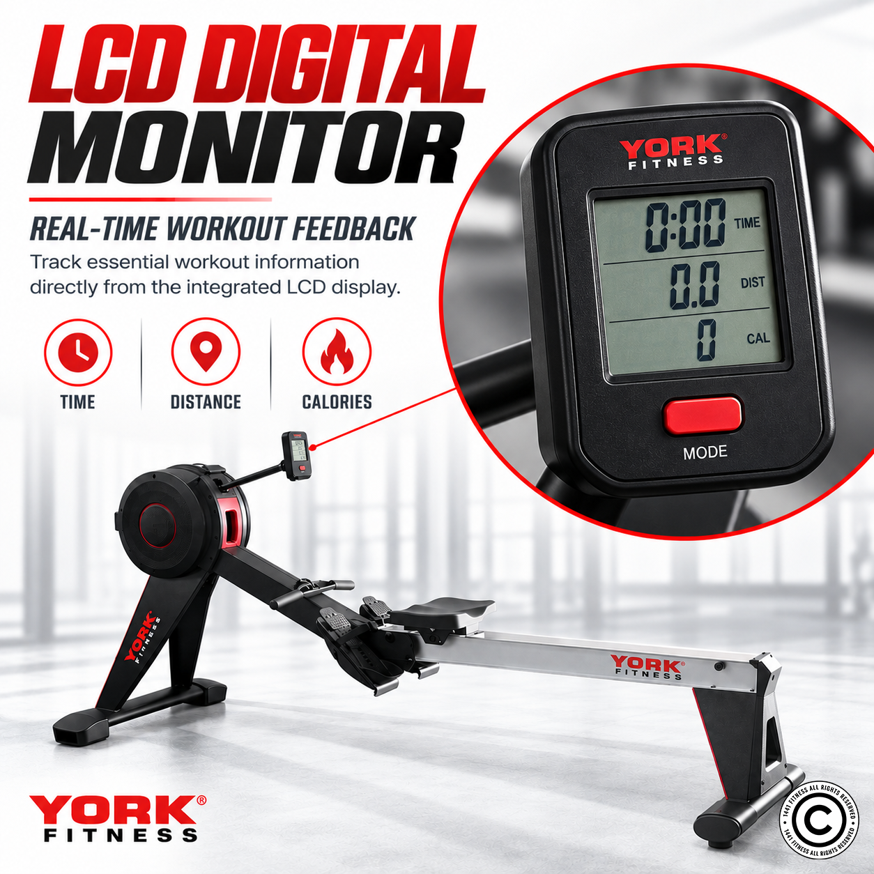 York Fitness Magnetic Rowing Machine with LCD Display K7195SW