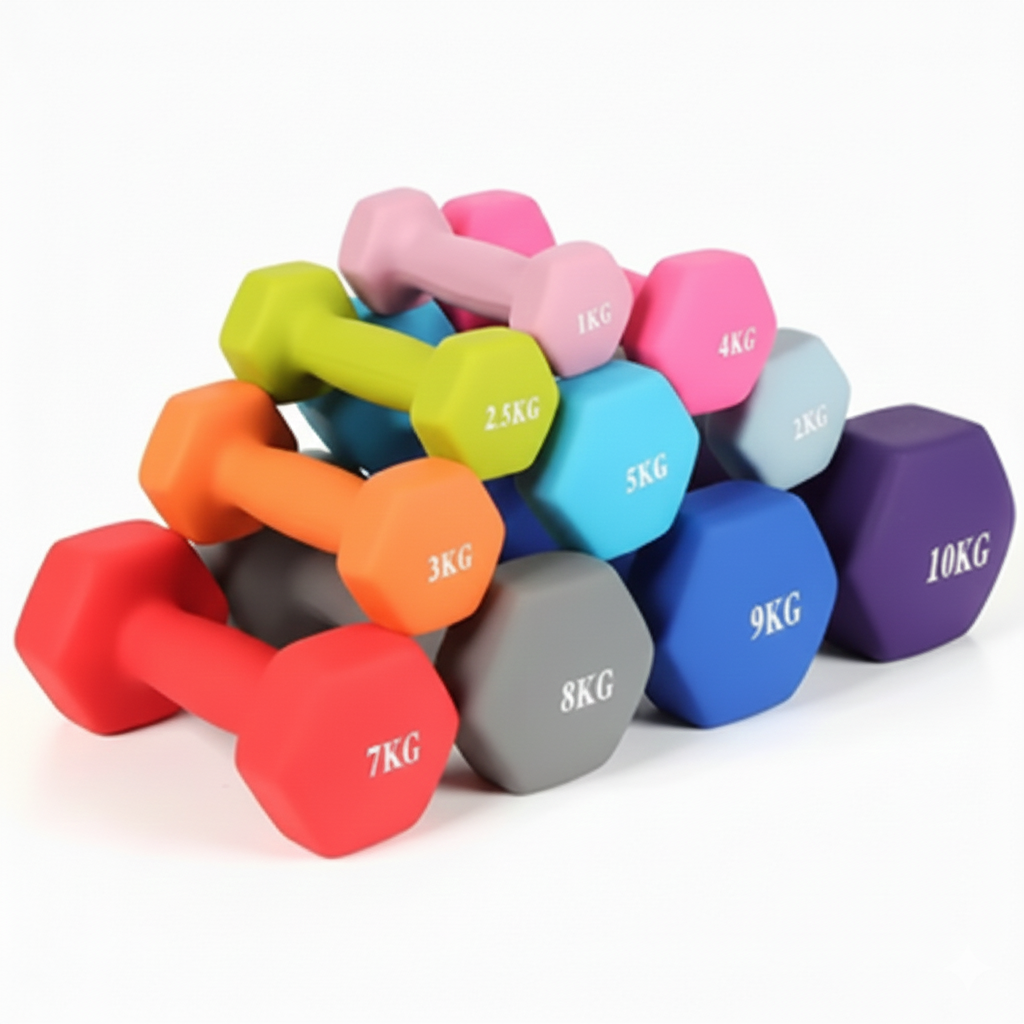 1441 Fitness Neopene Dumbbells Set 1 Kg to 10 Kg with Vertical Rack - Bundle Offer