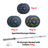 Thumbnail for Speckle Bumper Pates with 7 ft Olympic Bar - 80 Kg Set