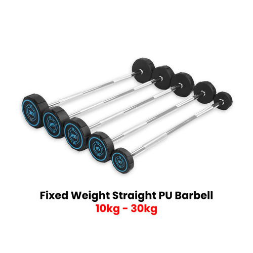 Fixed Straight PU Barbell Set - 10 Kg to 30 Kg - Bundle Offer