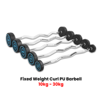 Thumbnail for Fixed Curl PU Barbell Set - 10 Kg to 30 Kg