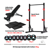 Thumbnail for Squat Rack and Flooring with 60 Kg Plate set & Adjustable Bench