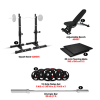 Thumbnail for Squat Rack SQR001 with 80 Kg Tri-Grip Plate Set & Adjustable Bench