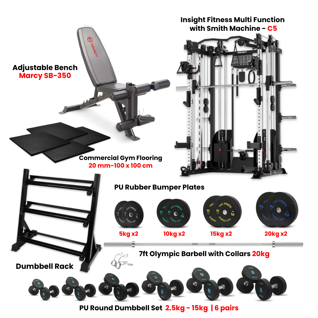Insight Fitness C5 Multi Function Smith Machine Home Gym Bundle Offer  - PRO6