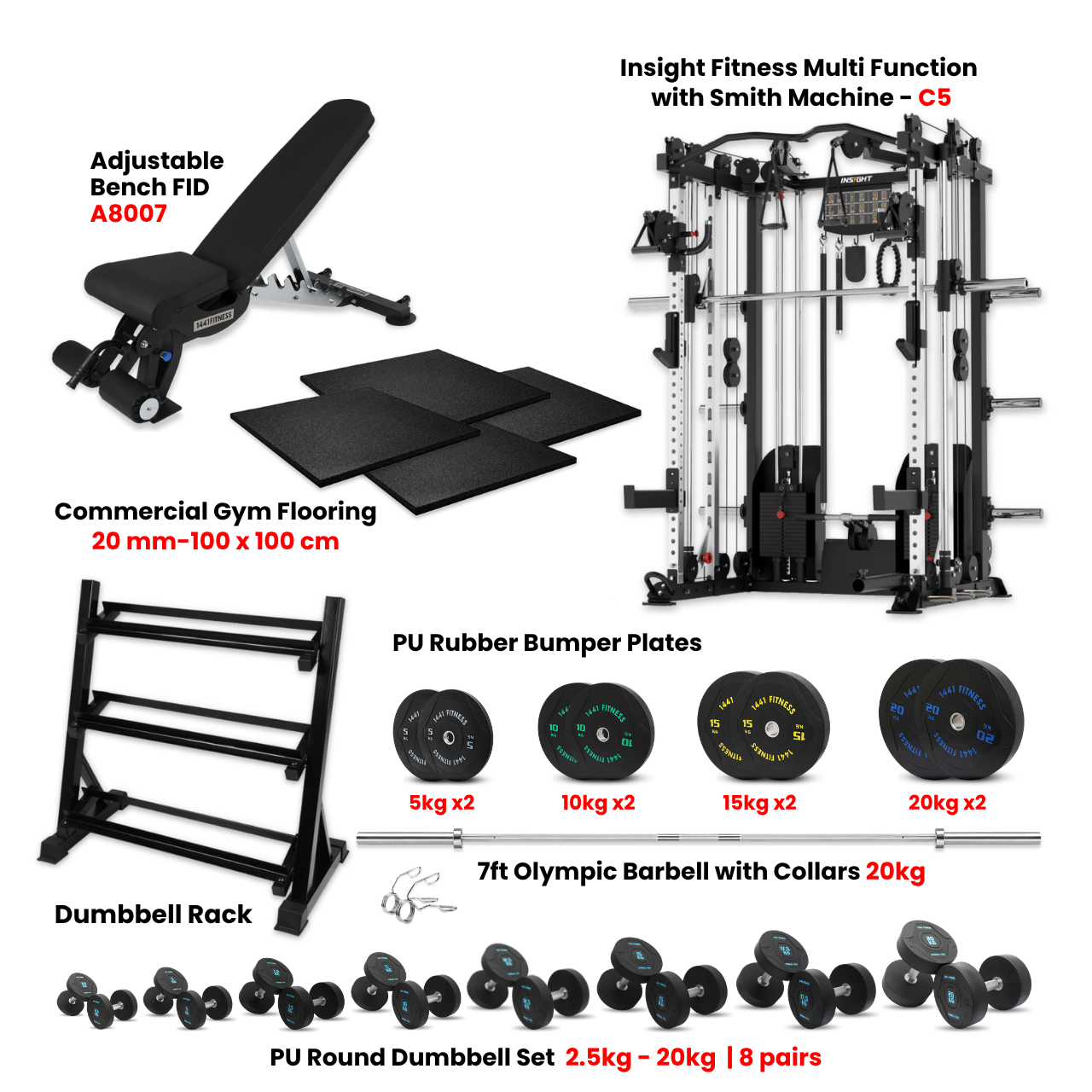 Insight Fitness C5 Multi Function Smith Machine Home Gym Bundle Offer  - PRO7