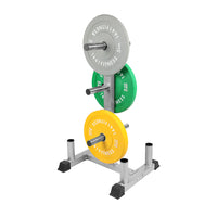 Thumbnail for DHZ Fitness Vertical Plate Tree - U3054 with colorful weight plates on a white background