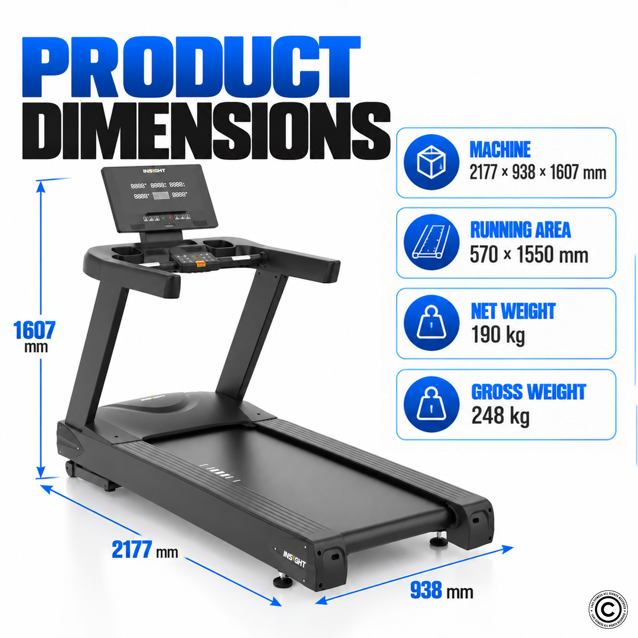 Insight Fitness Commercial Treadmill 3 HP - CT50