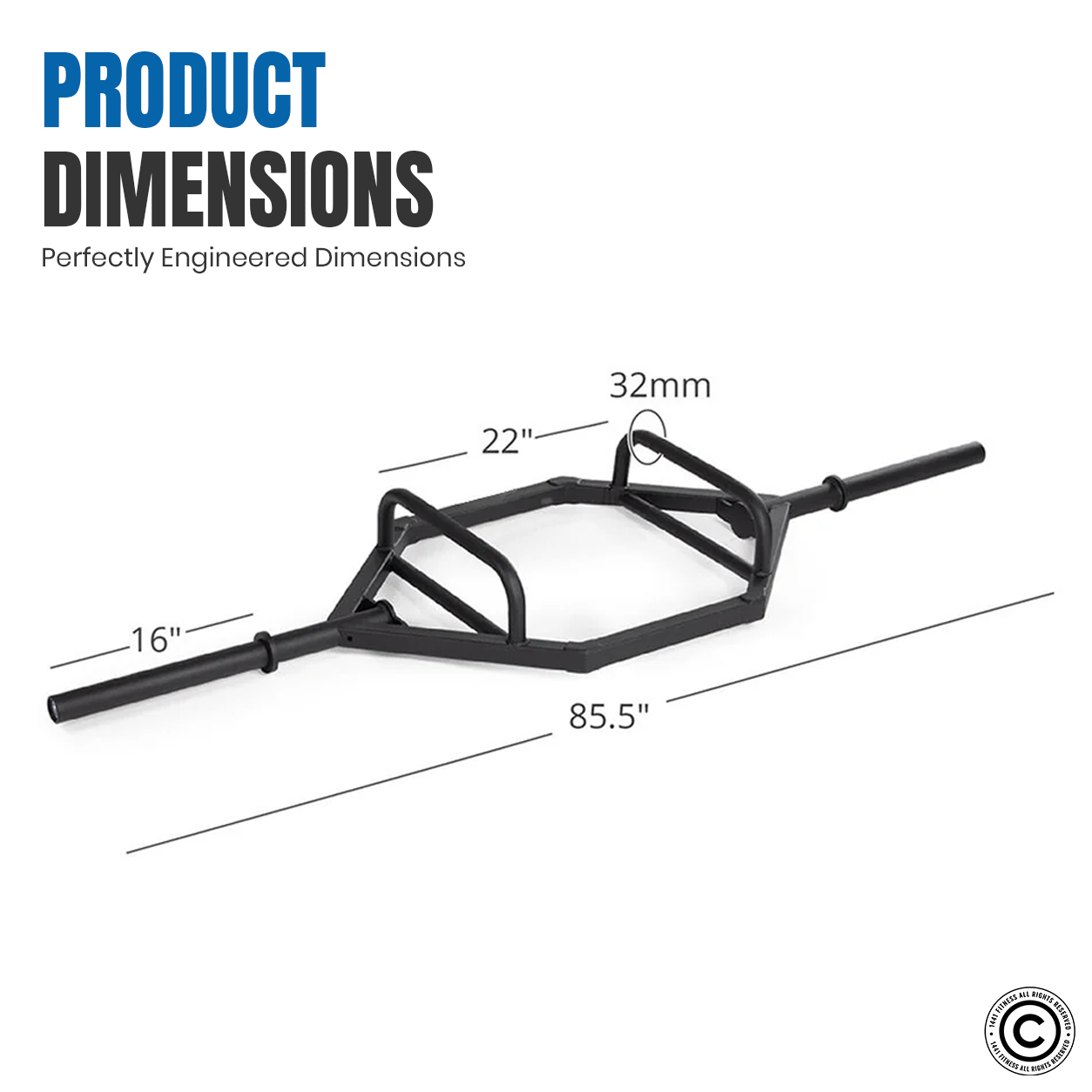 7 ft Olympic Hex Trap Bar with Collars - Matt Black