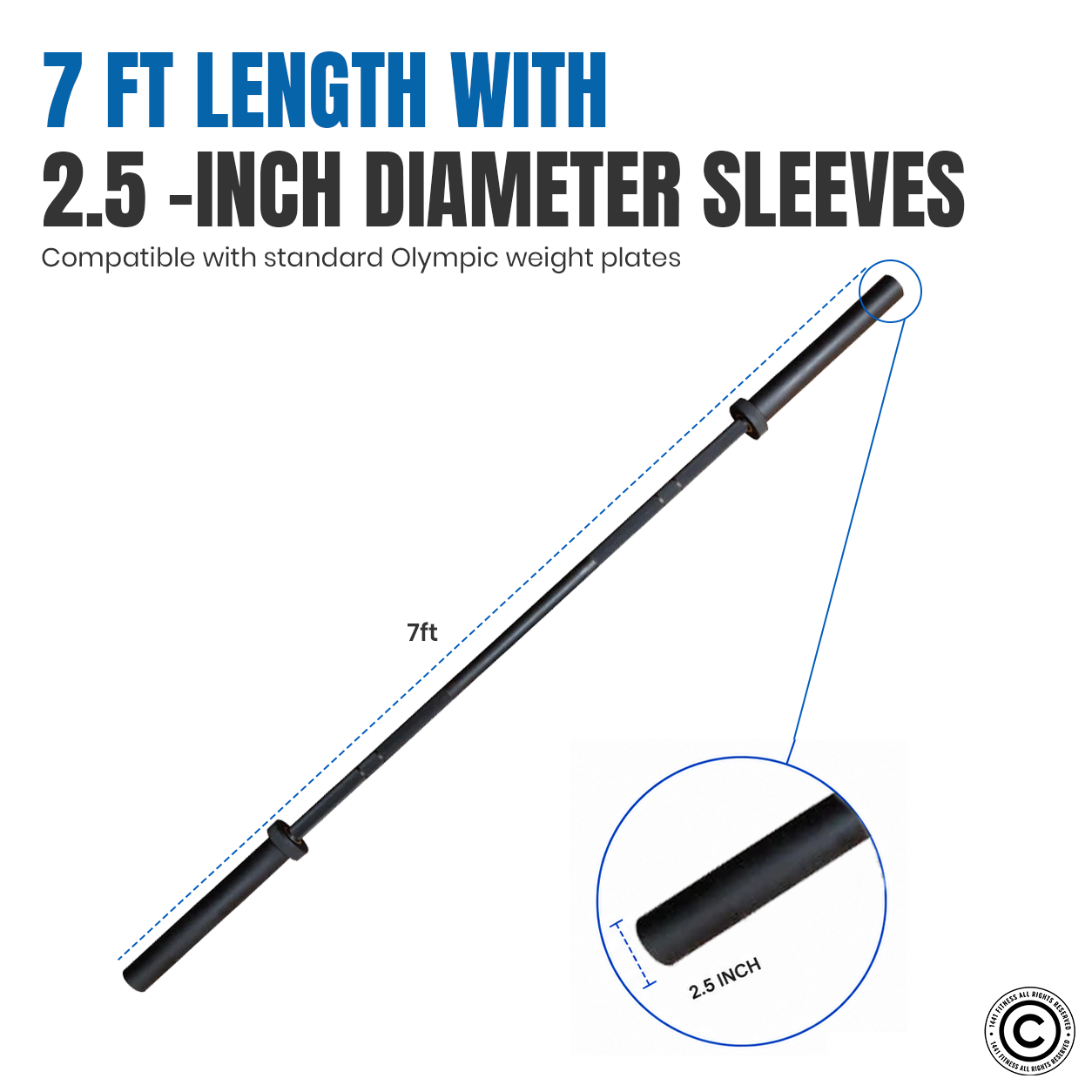 7 Ft Olympic Bar with Collars - 20 Kg (Black)