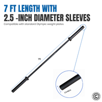 Thumbnail for 7 Ft Olympic Bar with Collars - 20 Kg (Black)