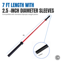 Thumbnail for 7 Ft Olympic Barbell with Collars - 20 Kg (Black/Red)