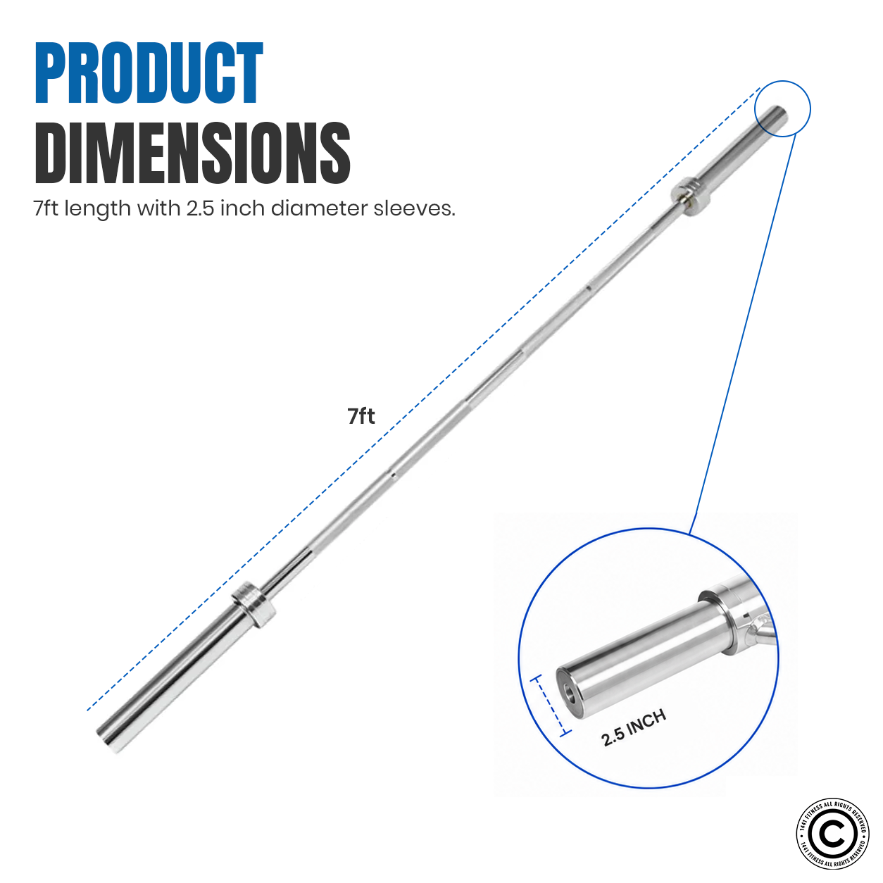 7 Ft Olympic Bar with Spring Collars - 20 Kg (Chrome)