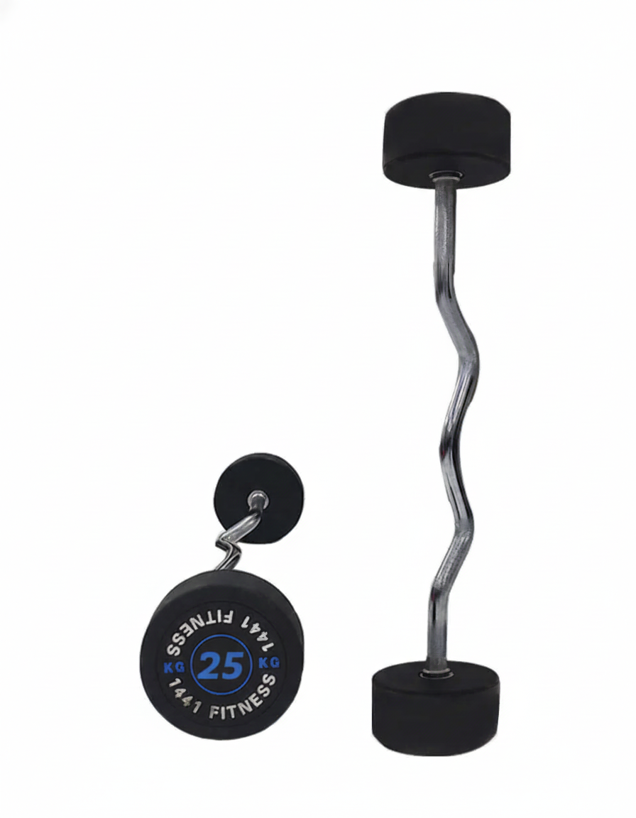 Fixed Weight Curl PU Barbell Set with Rack - 10 Kg to 50 Kg - Bundle Offer - 25KG