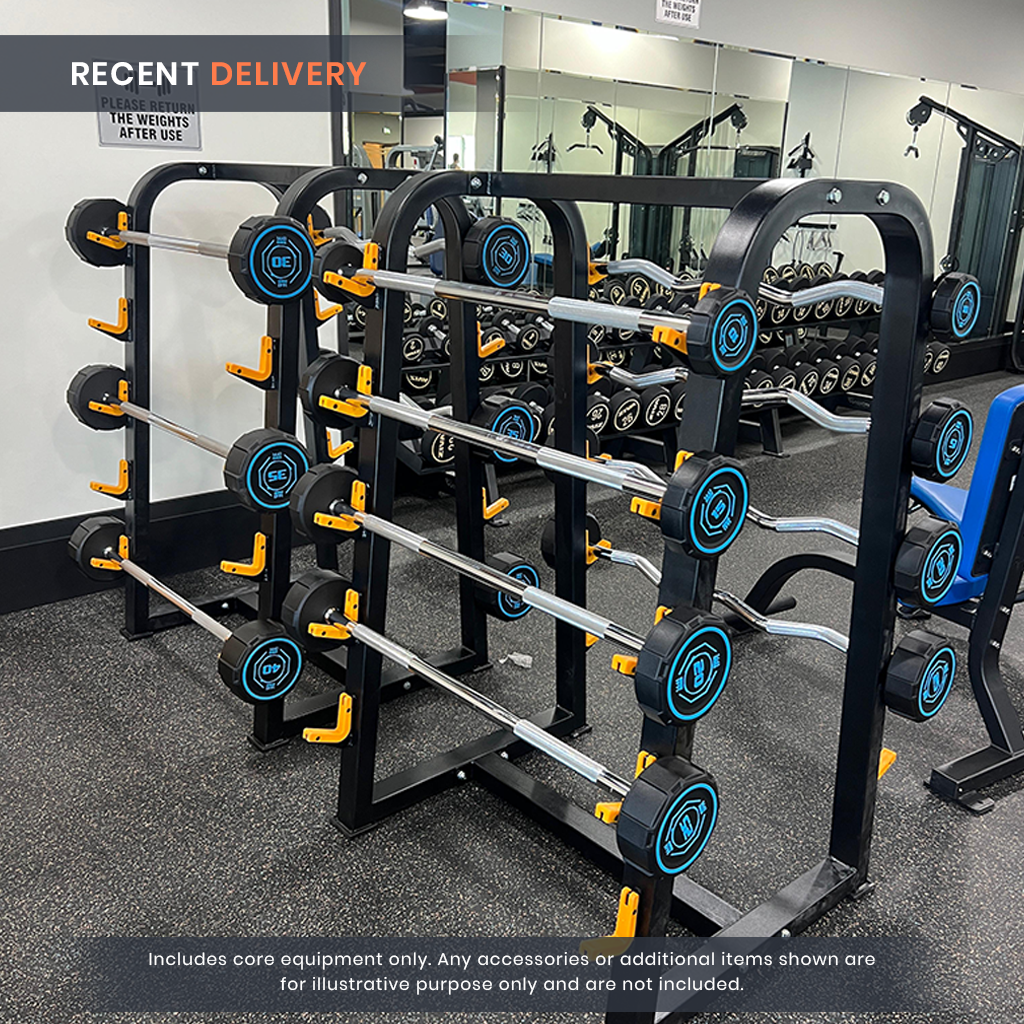 Fixed Straight & Curl PU Barbell Set with Rack - 10 kg to 30 kg - Bundle Offer