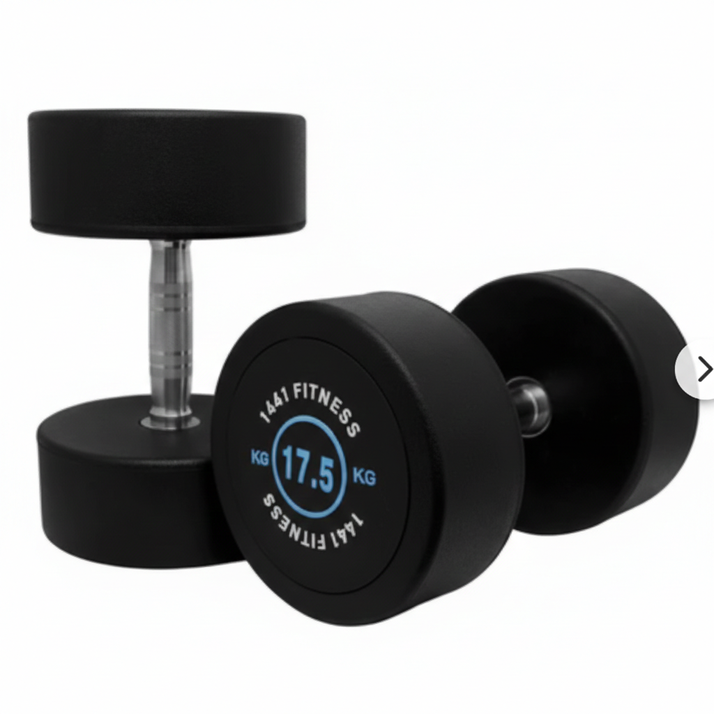 1441 Fitness Rubber Round Dumbbells BLACK & WHITE