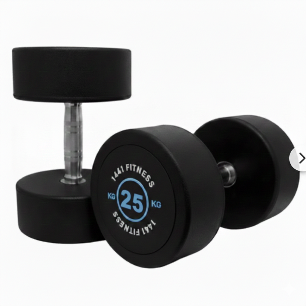 1441 Fitness Rubber Round Dumbbells BLACK & WHITE