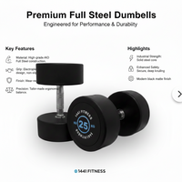 Thumbnail for 1441 Fitness Rubber Round Dumbbells BLACK & WHITE