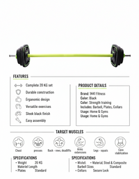 Thumbnail for 1441 Fitness Body Pump Set Black - 20 KG (Set)