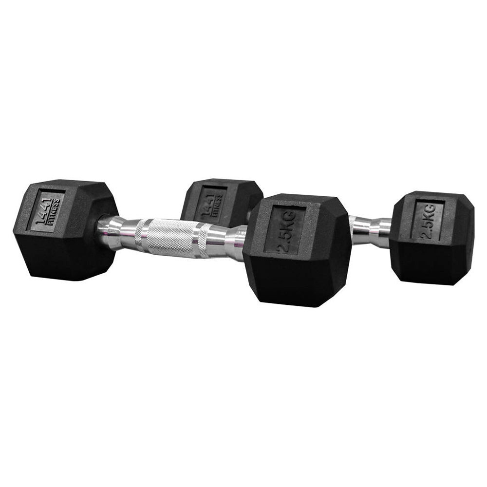 1441 Fitness Rubber Hex Dumbbells - 1 Kg to 10 Kg