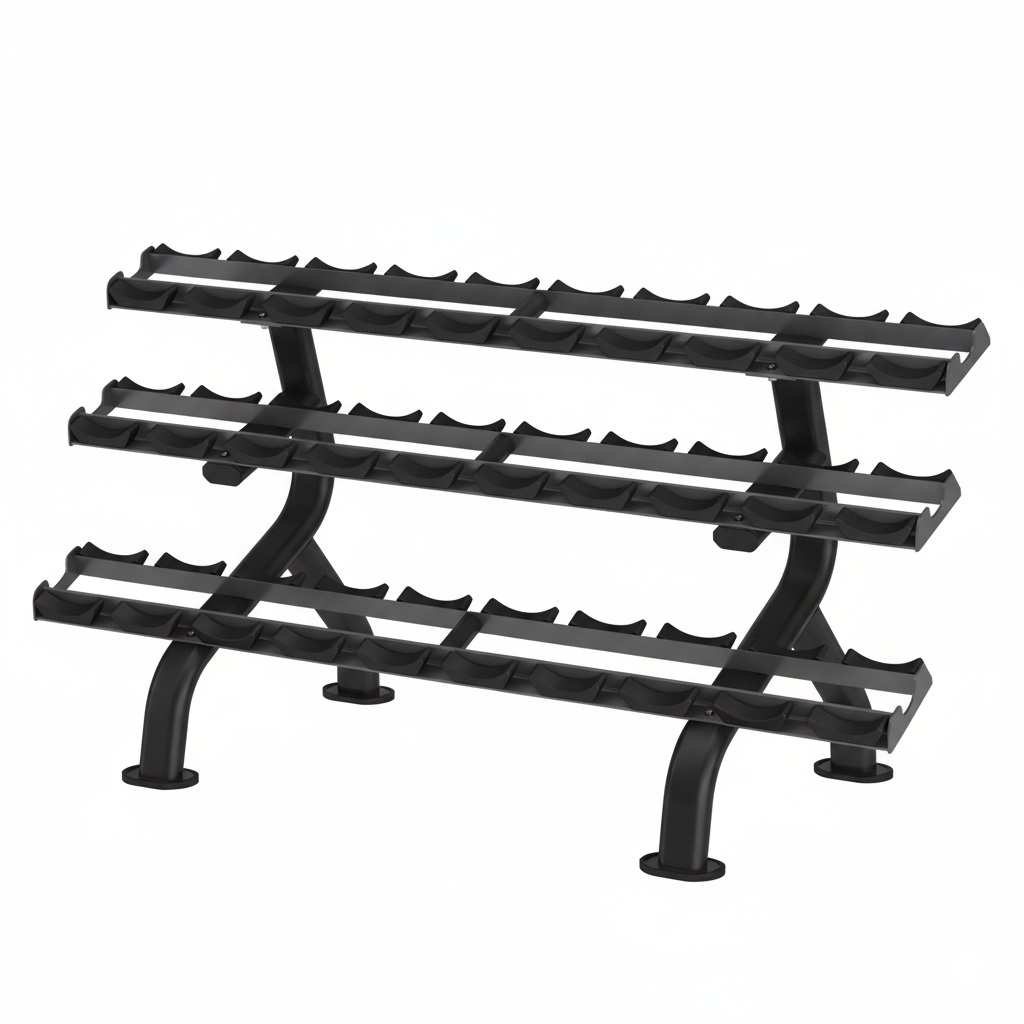Insight Fitness 3 Tier Dumbbell Rack - DR027 with multiple tiers on a white background