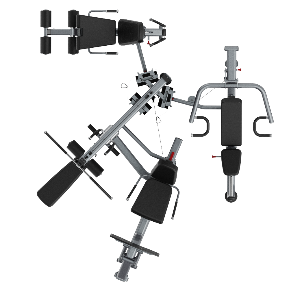 Insight Fitness 4 Station Home Gym BS023 with various attachments on a white background
