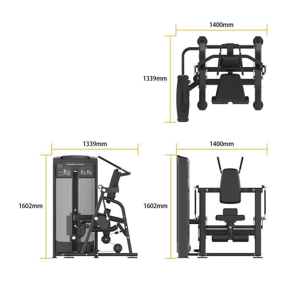 Insight Fitness Abdominal Crunch - BE8035 with dimensions labeled on a white background