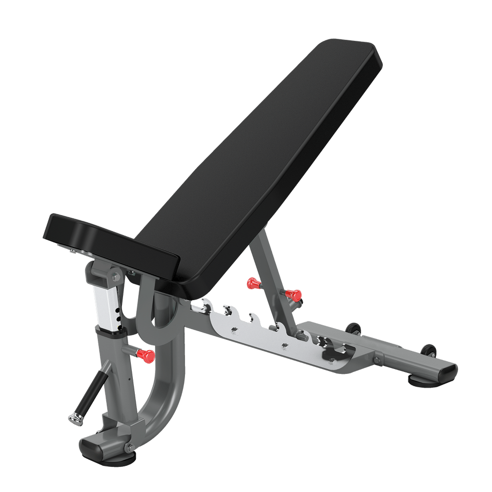 Insight Fitness Adjustable Bench - DR034 with black upholstery and gray steel frame.