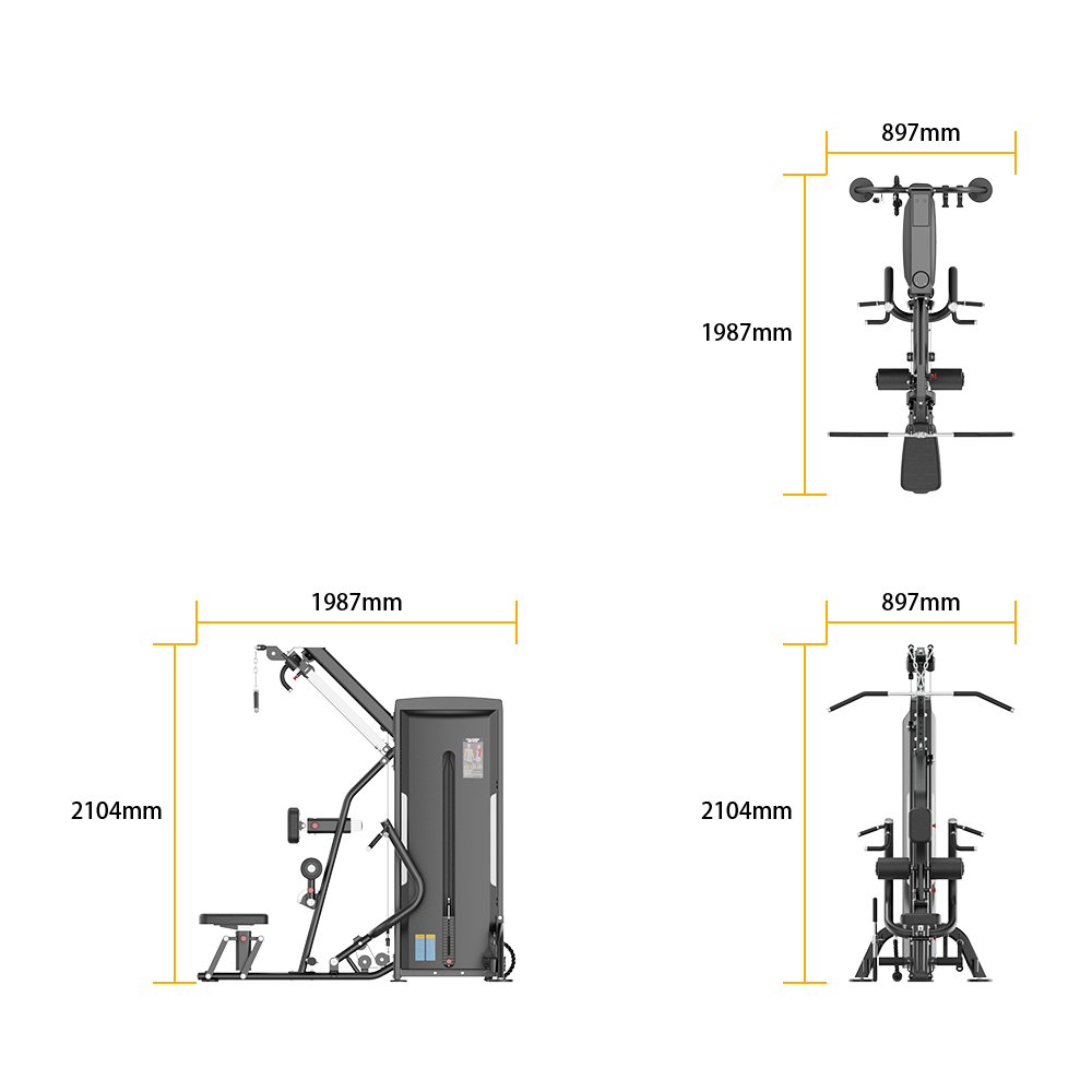 Insight Fitness Adjustable Pull down & Row - SA041 with dimensions labeled on a white background
