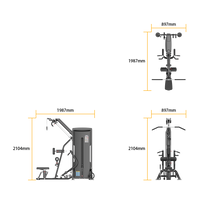 Thumbnail for Insight Fitness Adjustable Pull down & Row - SA041 with dimensions labeled on a white background