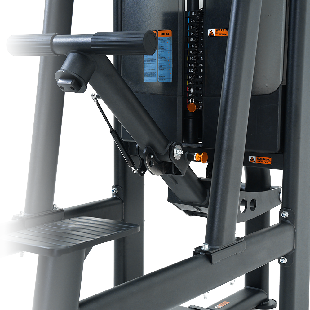 Close-up of a Insight Fitness Assisted Chin/Dip - BE8008 with visible branding on a white background
