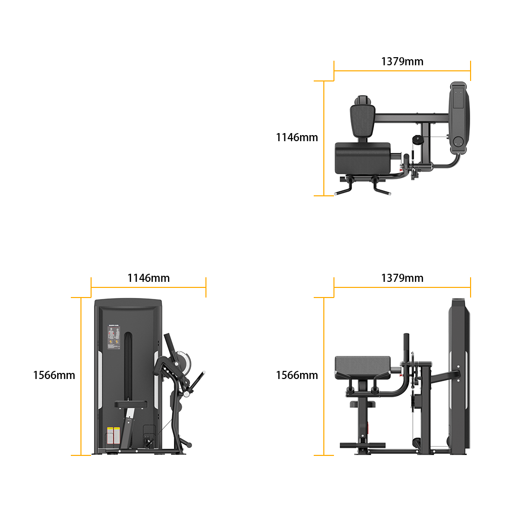 Insight Fitness Biceps & Triceps - SA044 with dimensions labeled on a white background